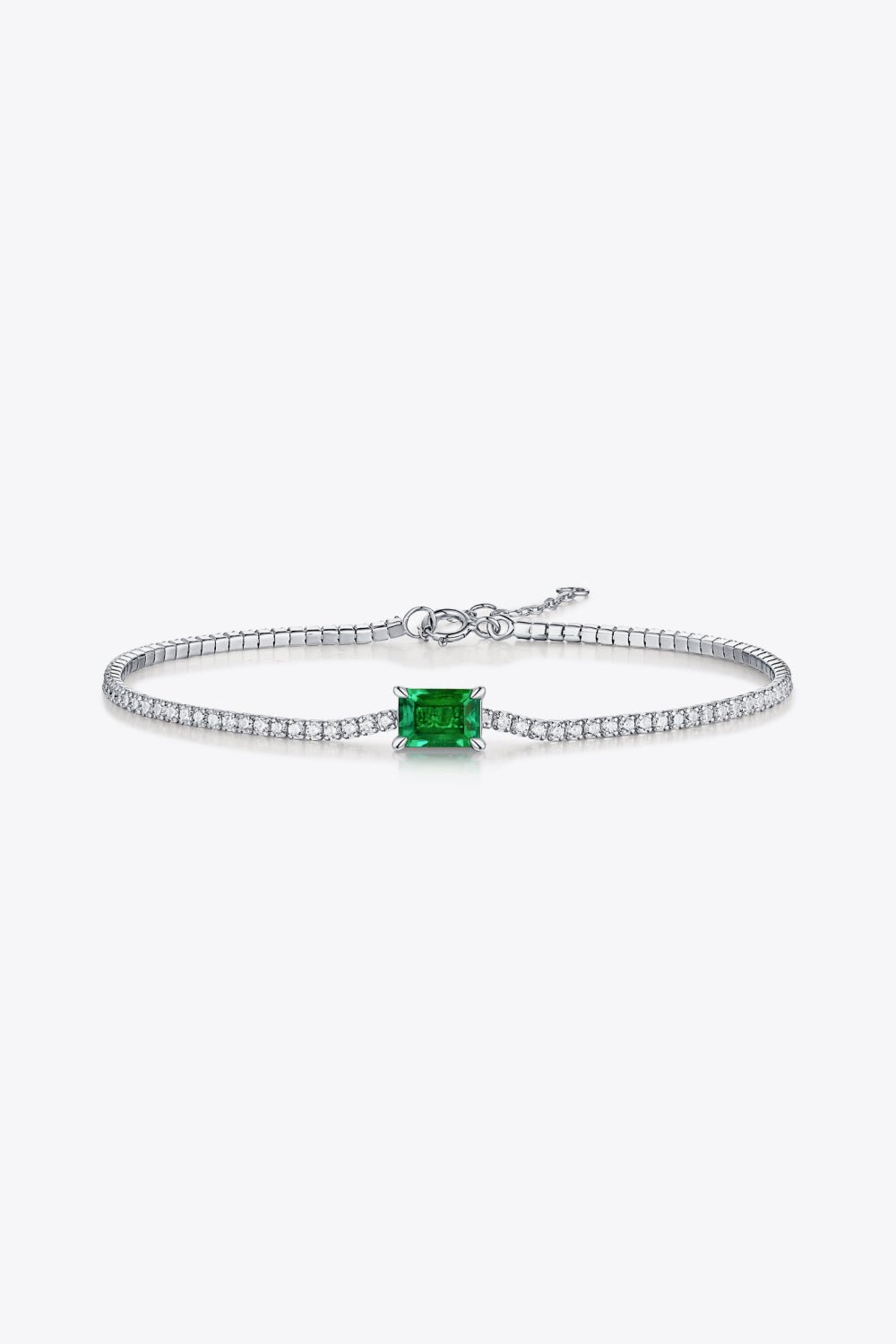 1 Carat Lab - grown Emerald on Delicate Chain Bracelet - Bracelets - Mid Green - Bella Bourget