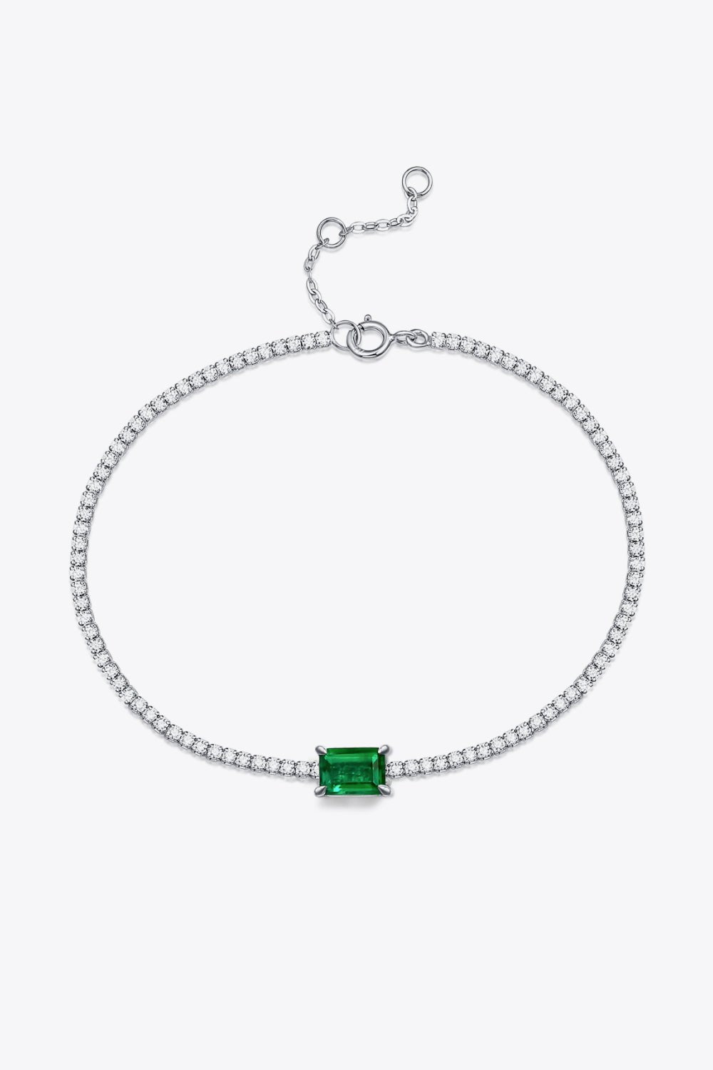 1 Carat Lab - grown Emerald on Delicate Chain Bracelet - Bracelets - Mid Green - Bella Bourget