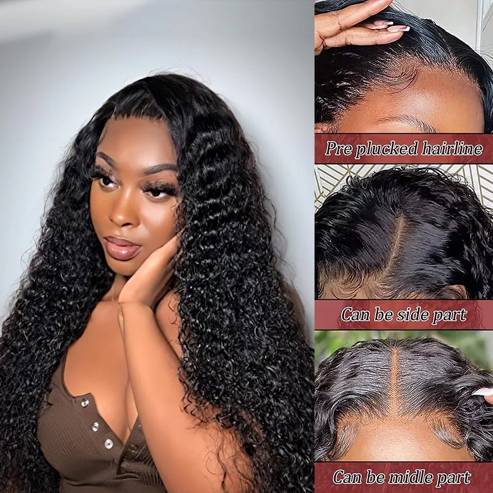 22 Inch Water Wave Wigs, Lace Front Brazilian Curly Hair Wigs - Bella Bourget