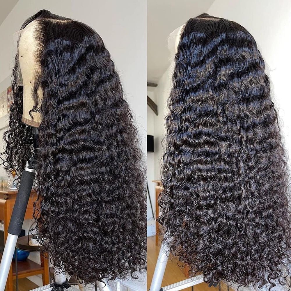 22 Inch Water Wave Wigs, Lace Front Brazilian Curly Hair Wigs - Bella Bourget