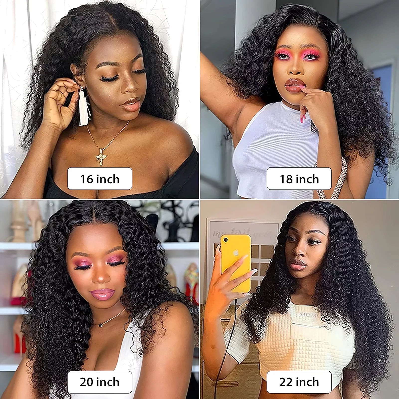 22 Inch Water Wave Wigs, Lace Front Brazilian Curly Hair Wigs - Bella Bourget