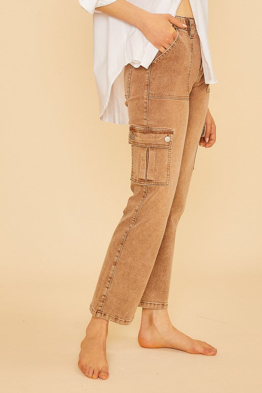 Annie Wear Straight Leg Jeans with Cargo Pockets