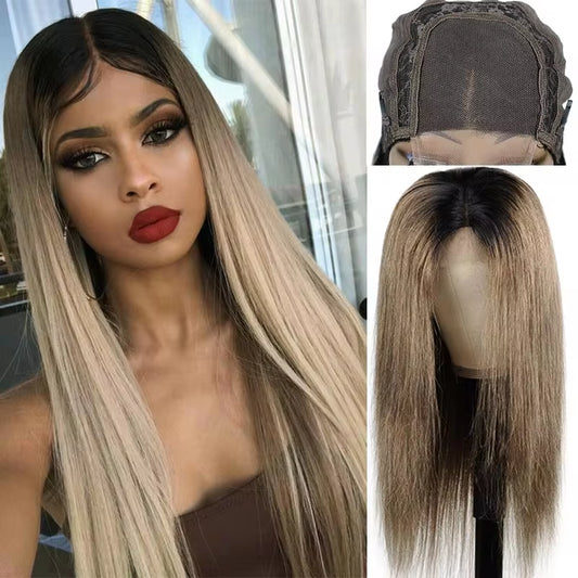 4*4 Ombre Grey #126 Lace Front Straight Human Hair Wig, Density-130