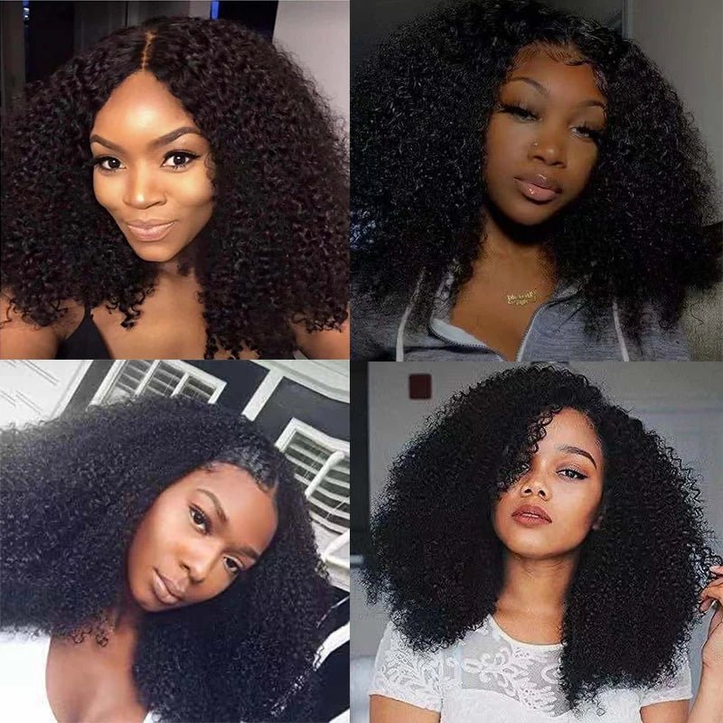 4*4 Closure Wig: Curly Wig of Human Hair, Natural Color Brazilian Hair Lace Wig - 12Inches - Bella Bourget