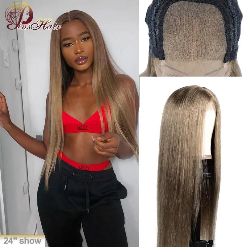 4*4 Lace Closure, Lace Front Pre - plucked with Baby Hair Straight Brazilian Human Hair Wig with 130% Density - T1B 126 - Bella Bourget