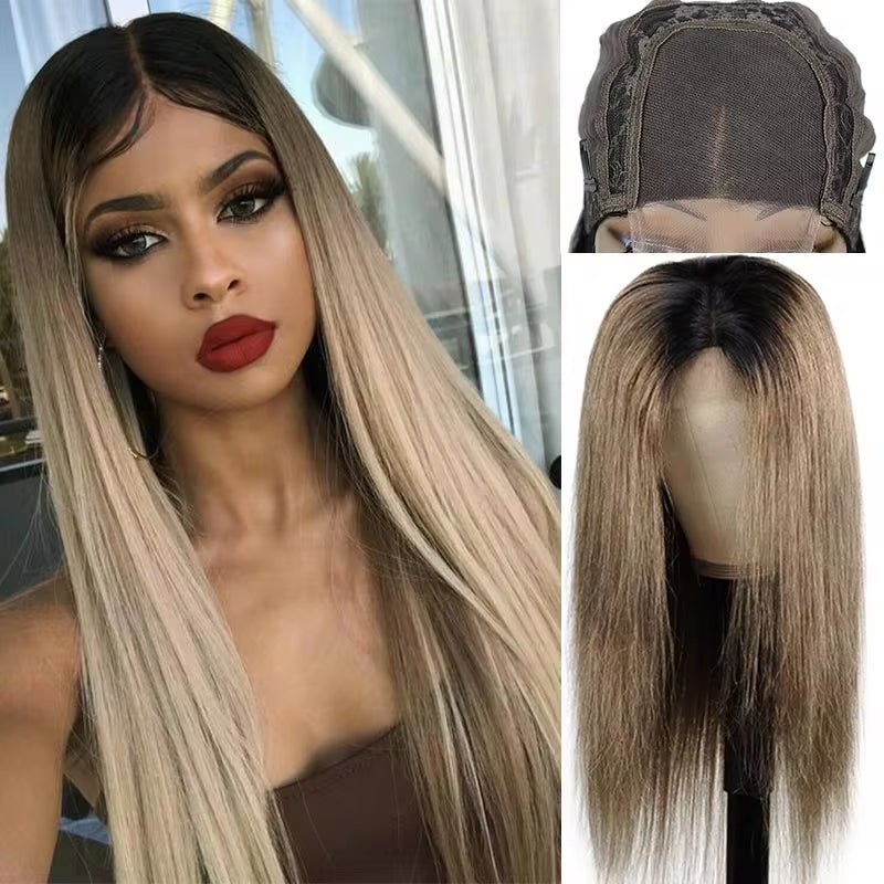 4*4 Ombre Grey #126 Lace Front Straight Human Hair Wig, Density - 130 - T1B 126 - Bella Bourget