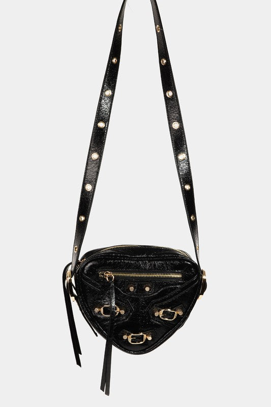 Fame Faux Leather Triangle Crossbody Bag