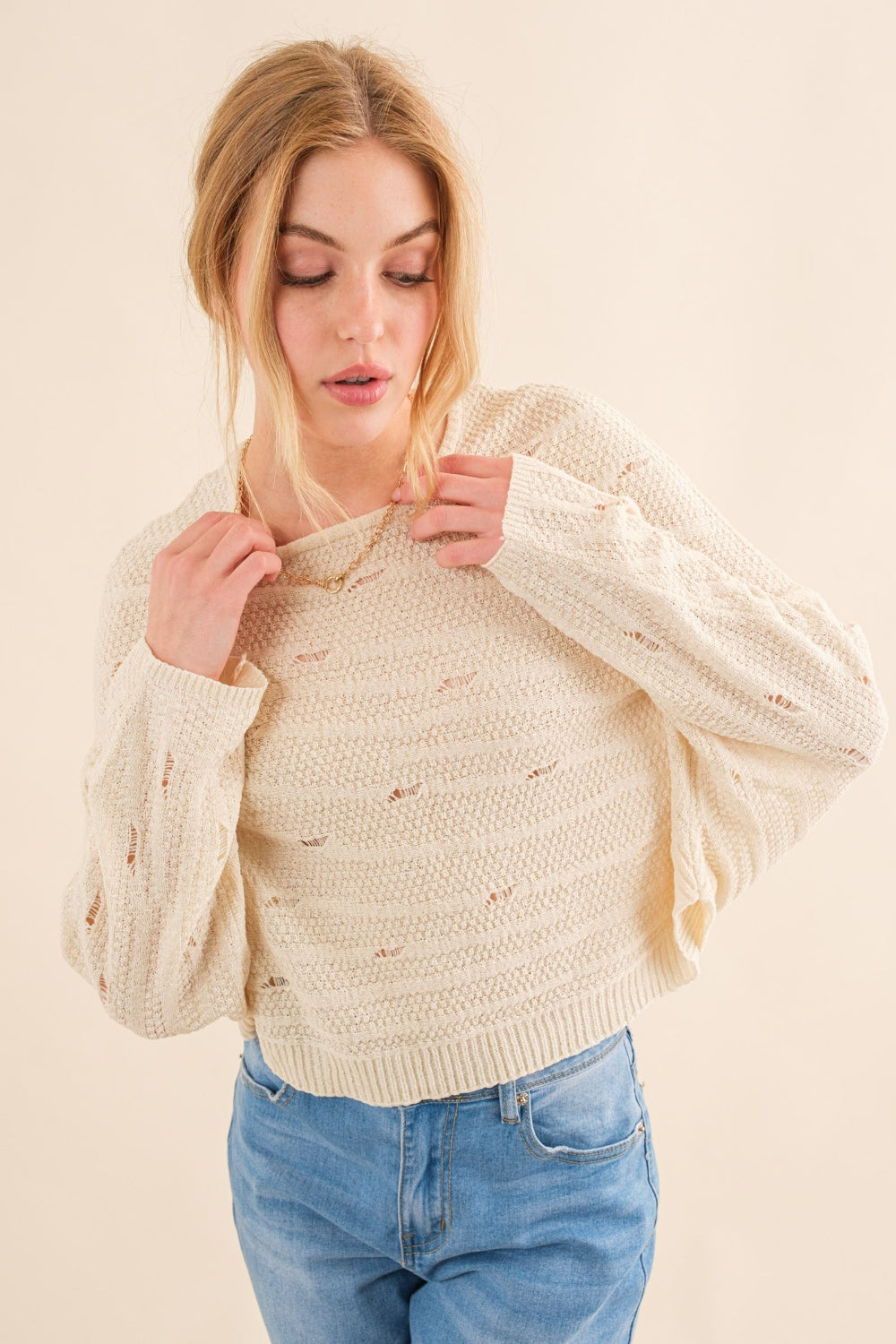 And The Why Dolman Sleeves Sweater - Sweater - NATURAL - Bella Bourget