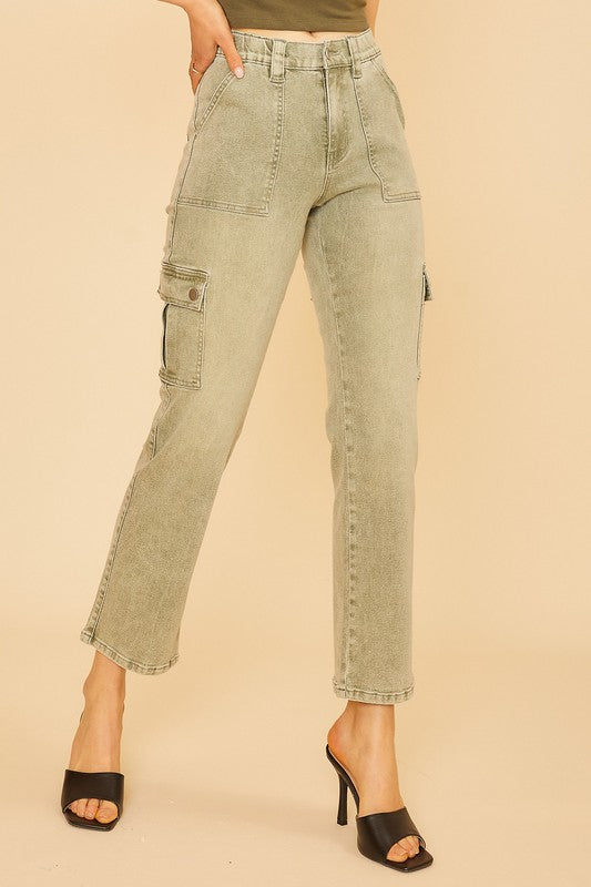 Annie Wear Straight Leg Jeans with Cargo Pockets