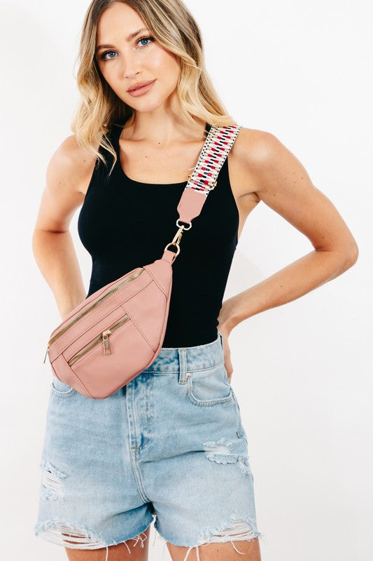 Fame Faux Leather Crossbody Bag with Removable Strap