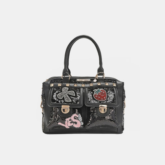 Nicole Lee USA Sequin Patch Boston Bag