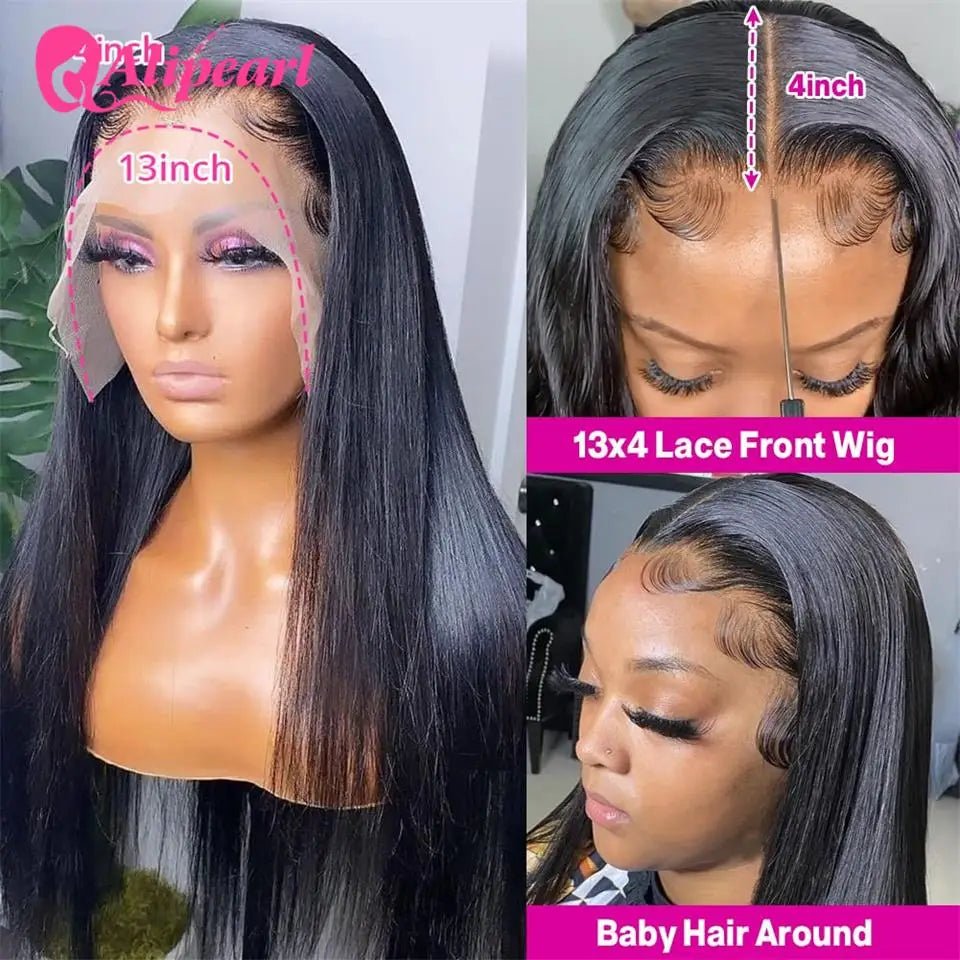 Alipearl Hair 13X4 HD Human Hair Wigs Straight Lace Front Wig Human Hair for Women Pre - Plucked Brazilian 4X4 Closure Wig - Hd 13X4 Lace Wig - Bella Bourget