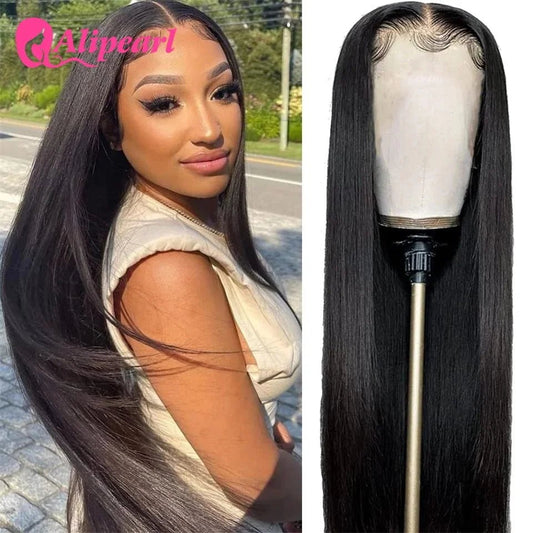 Alipearl Hair Real HD 5X5 Lace Closure Wig Human Hair Wigs Brazilian Straight Human Hair Wig Pre - Plucked for Women - 14Inches - Bella Bourget