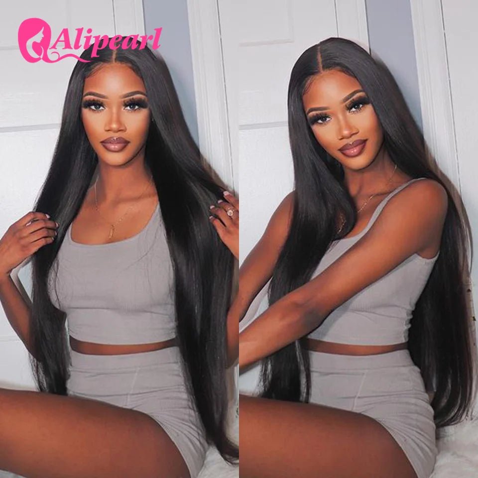 Alipearl Hair Real HD 5X5 Lace Closure Wig Human Hair Wigs Brazilian Straight Human Hair Wig Pre - Plucked for Women - 14Inches - Bella Bourget