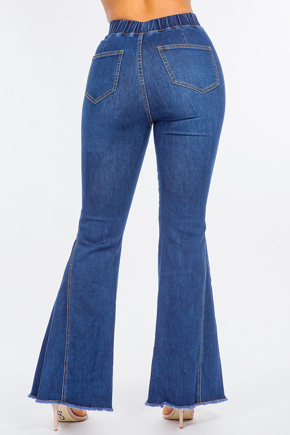 American Bazi High Waist Curvy Flare Jeans - Jeans - DK Blue - Bella Bourget