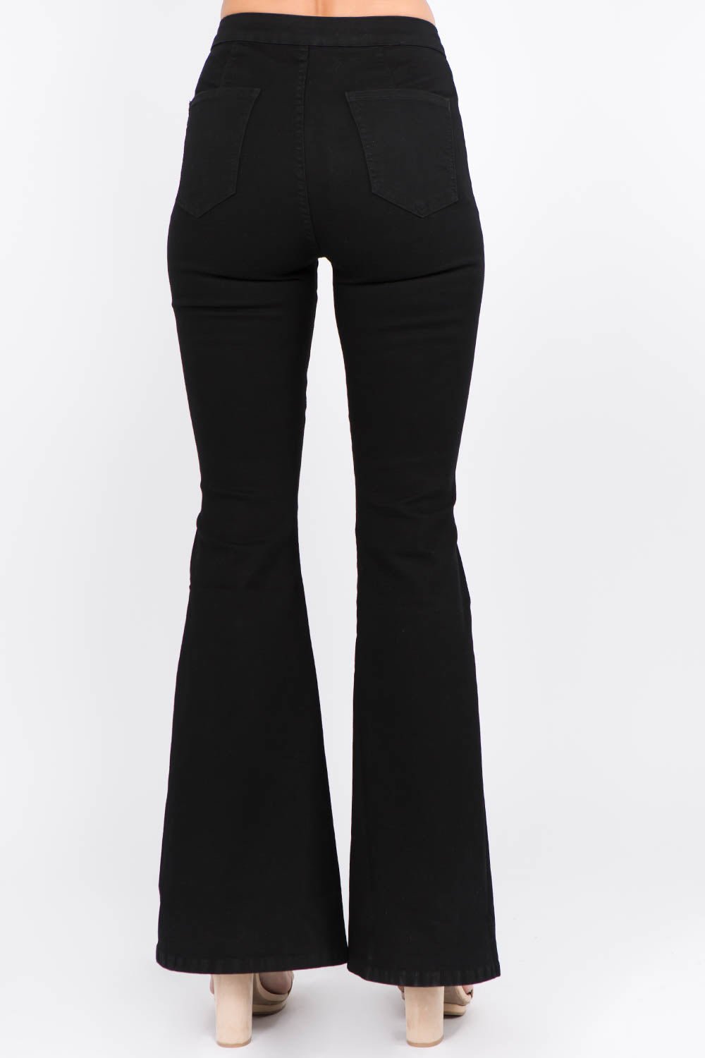 American Bazi Side Slit Flare Jeans - Jeans - Black - Bella Bourget