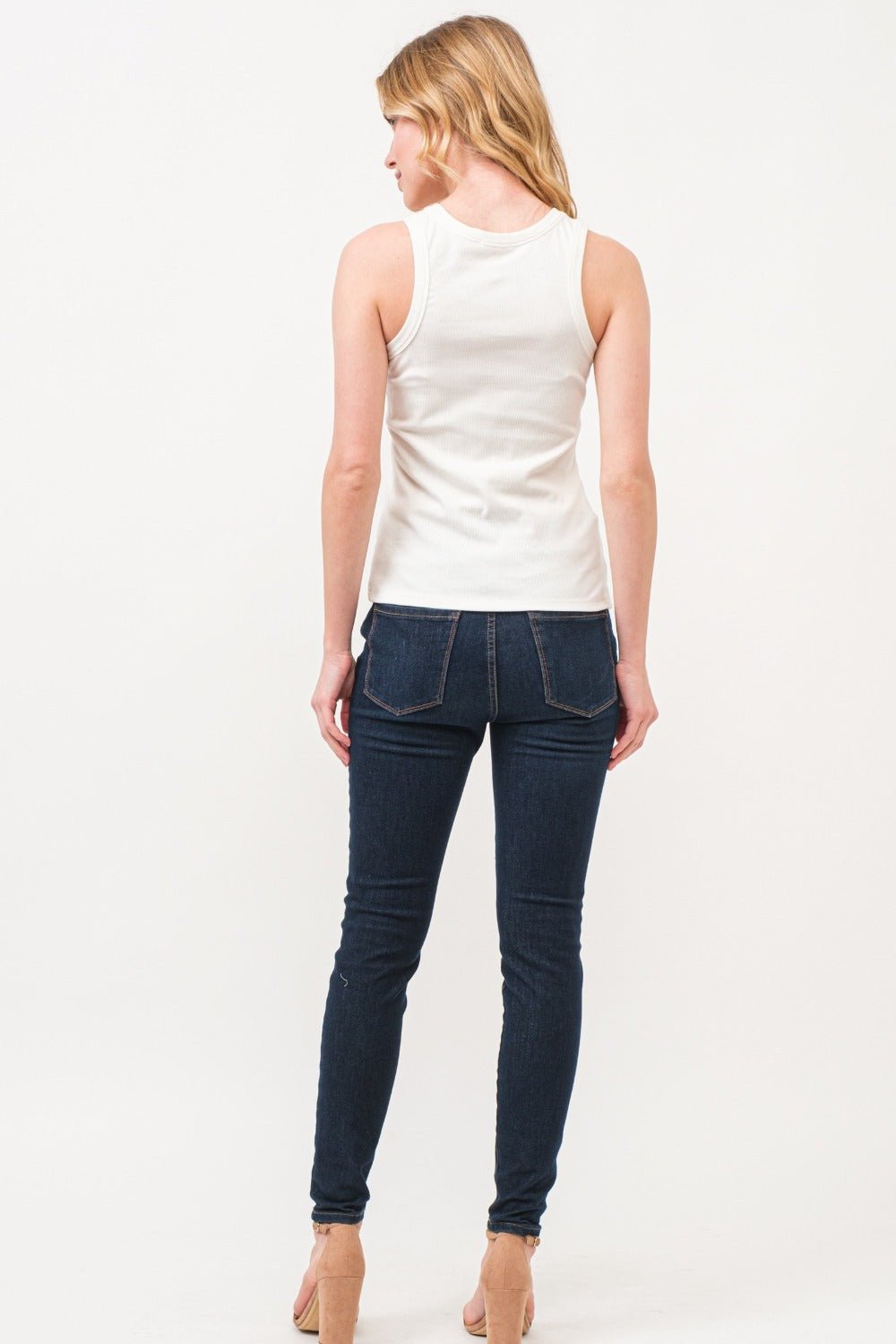 And The Why BOO Spider Web Embroidered Ribbed Tank - Tank Top - Off White - Bella Bourget