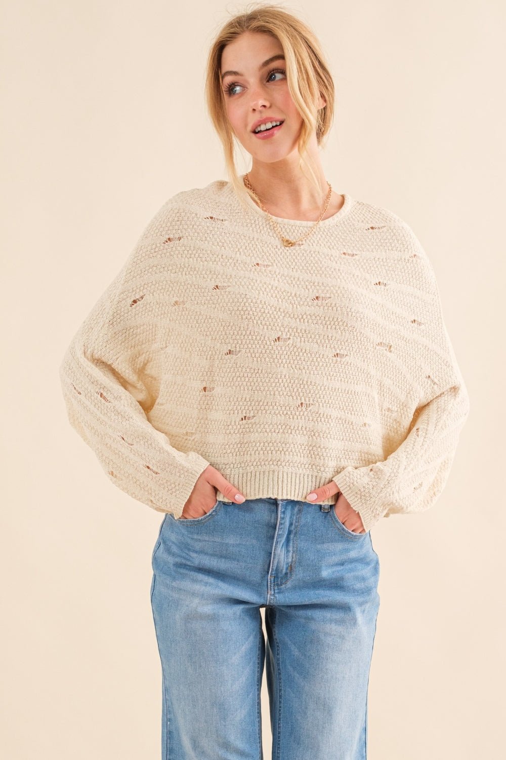 And The Why Dolman Sleeves Sweater - Sweater - NATURAL - Bella Bourget