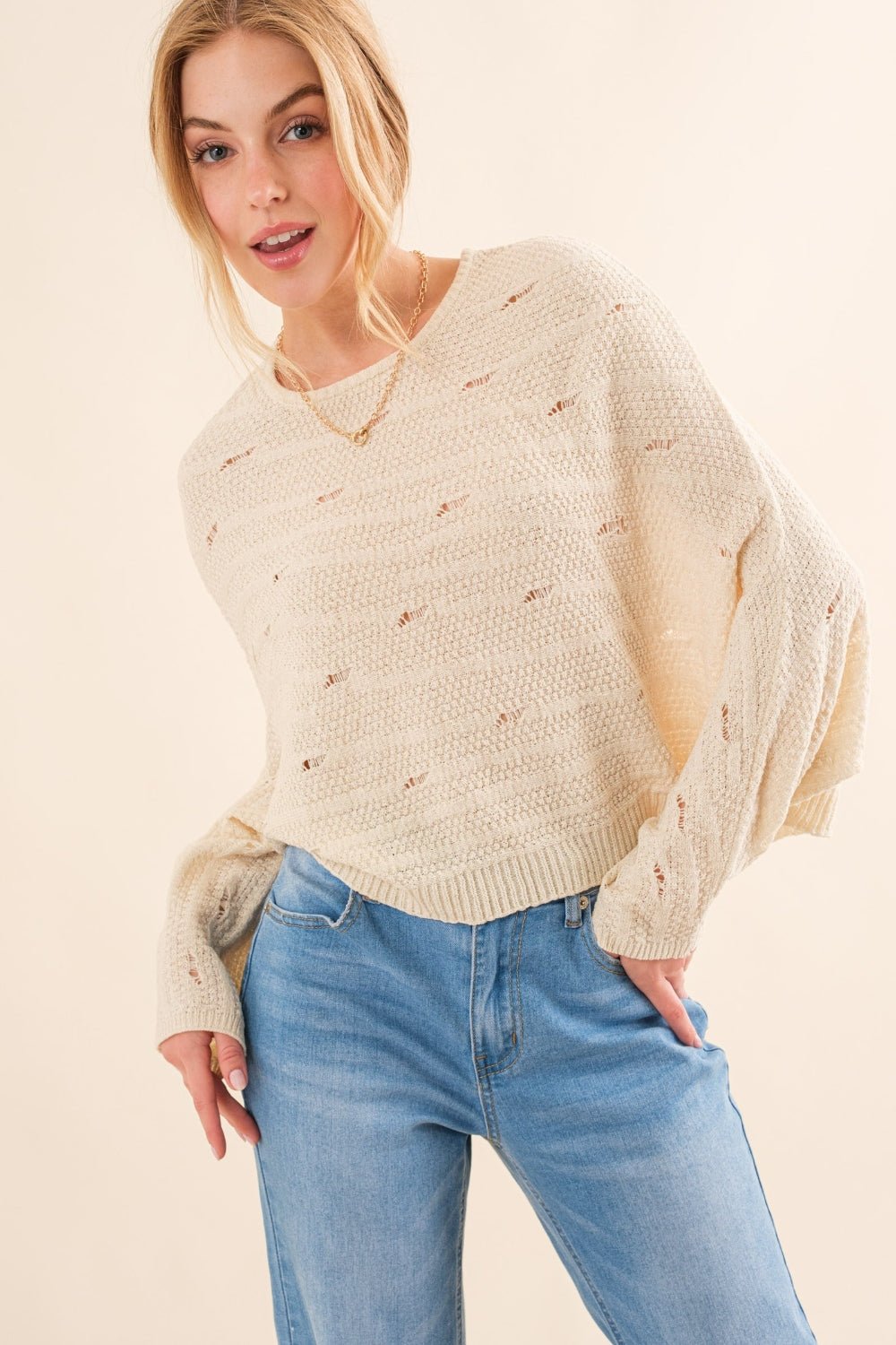 And The Why Dolman Sleeves Sweater - Sweater - NATURAL - Bella Bourget