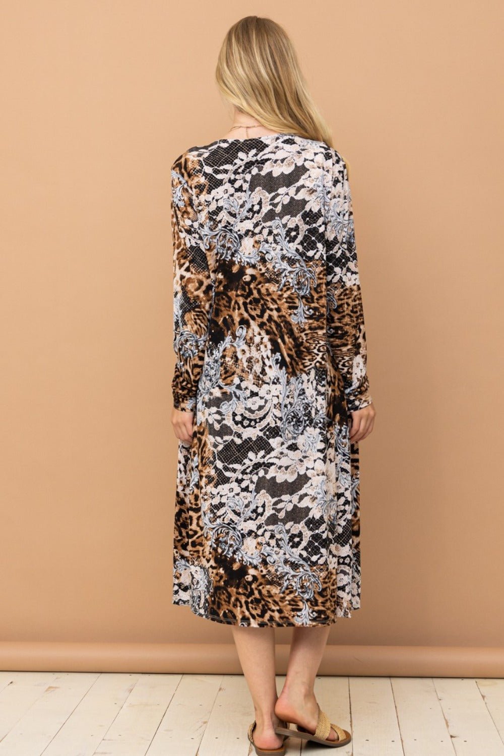 And The Why Leopard Kimono Open Front Longline Cardigan - Cardigan - Leopard - Bella Bourget