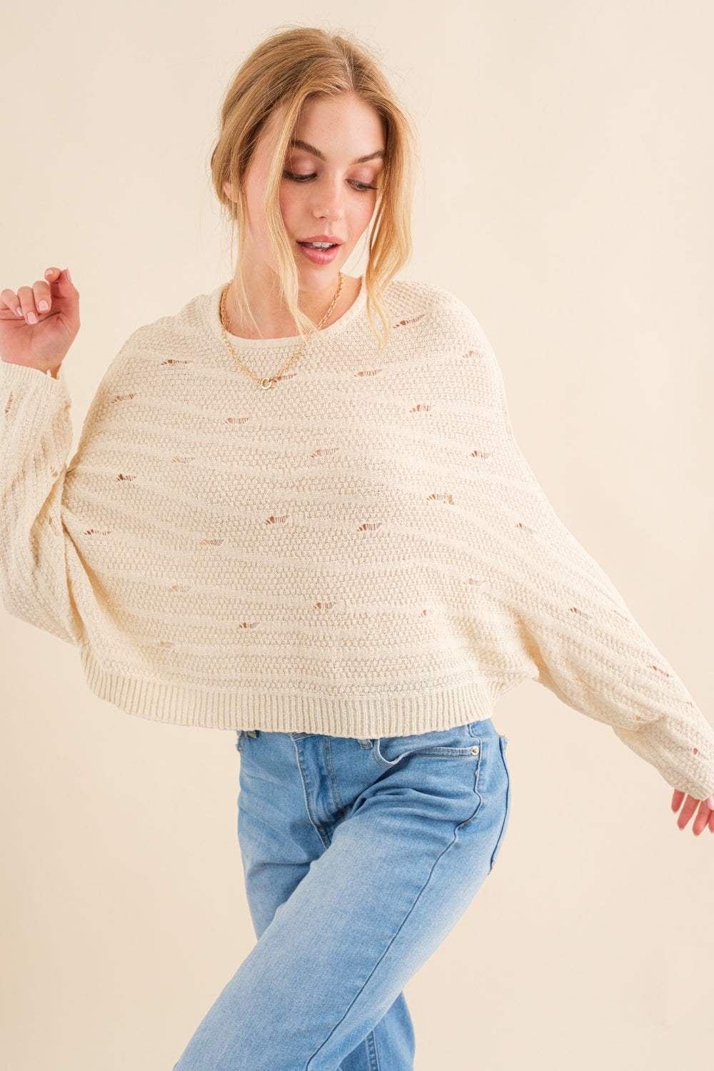 And The Why Dolman Sleeves Sweater - Sweater - NATURAL - Bella Bourget