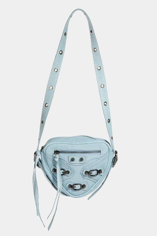 Fame Faux Leather Triangle Crossbody Bag