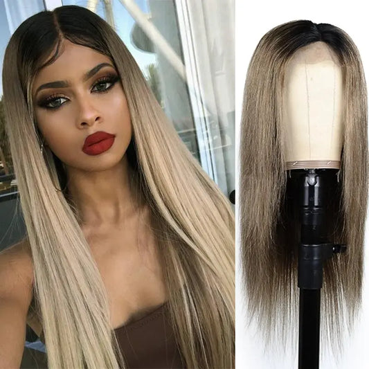 4*4 Lace Closure, Lace Front Pre-plucked with Baby Hair Straight Brazilian Human Hair Wig with 130% Density