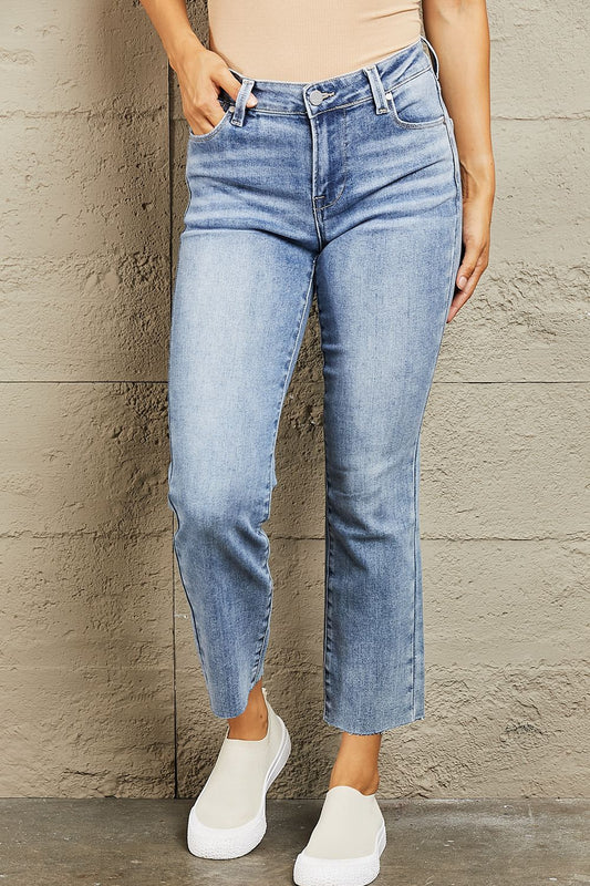 BAYEAS Mid Rise Cropped Slim Jeans - jeans - Medium - Bella Bourget