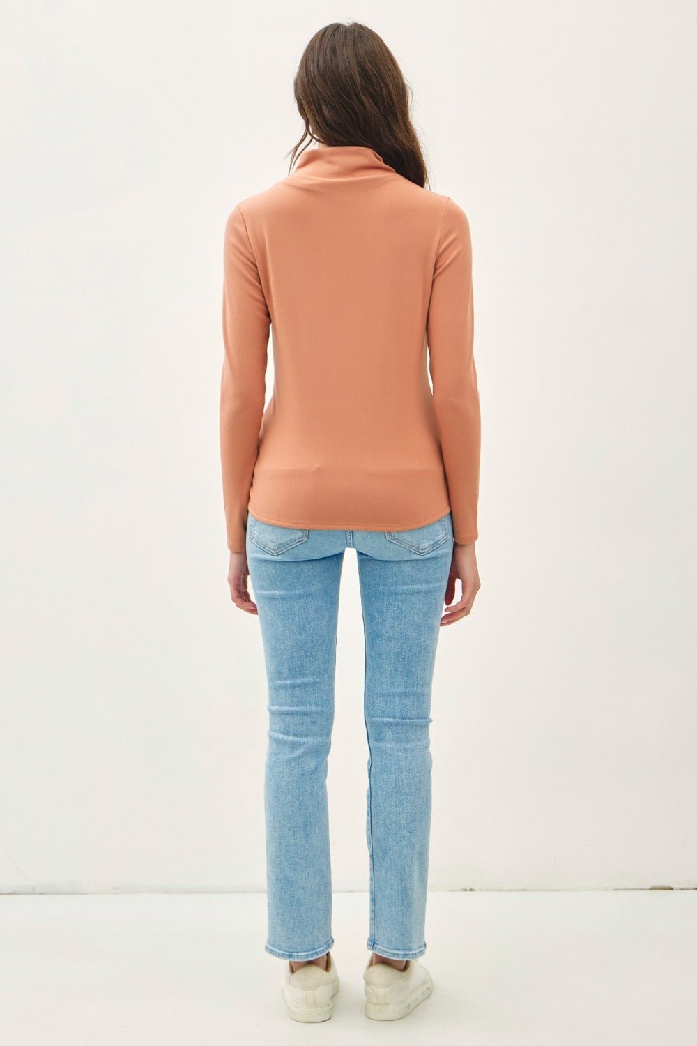 Be Cool Mock Neck Long Sleeve T-Shirt - Top - Persimmon - Bella Bourget