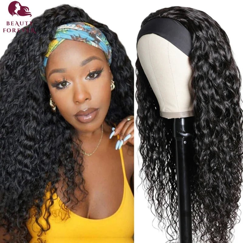 Beautyforever Headband Wigs Human Hair Body Water Wave Headband Human Hair Wigs Curly for Women Beginner Friendly - 22Inches - Bella Bourget