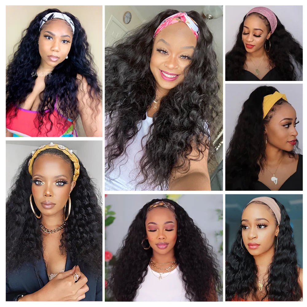 Beautyforever Headband Wigs Human Hair Body Water Wave Headband Human Hair Wigs Curly for Women Beginner Friendly - 22Inches - Bella Bourget