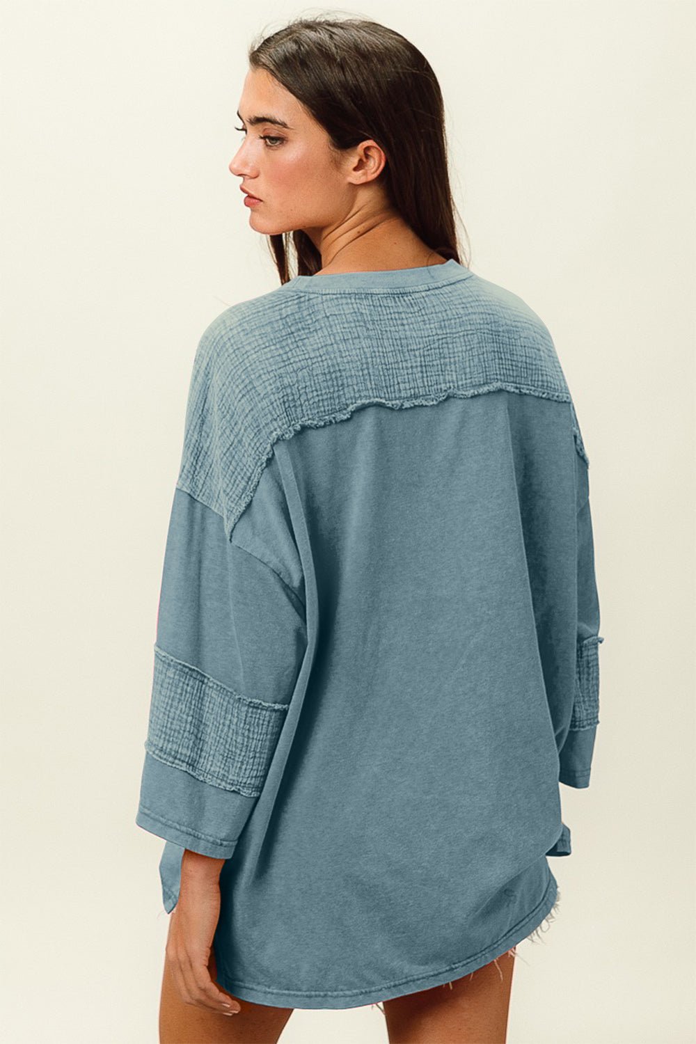 BiBi High - Low Washed T - Shirt - Top - Denim - Bella Bourget