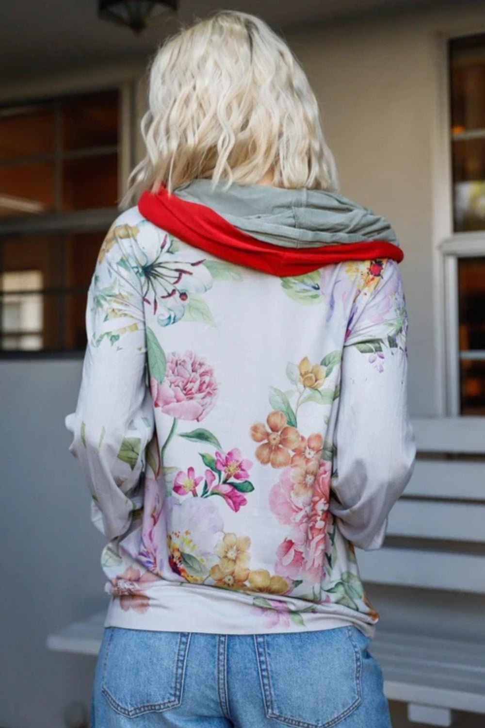 Blumin Apparel Full Size Floral Zip Up Hoodie - Hoodie - Pink Floral - Bella Bourget