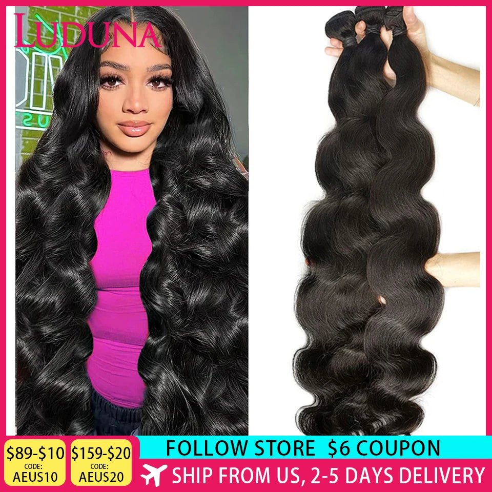 Body Wave Brazilian Hair Weave Extensions Bundles 1/3/4 Bundle - Jet Black - Bella Bourget