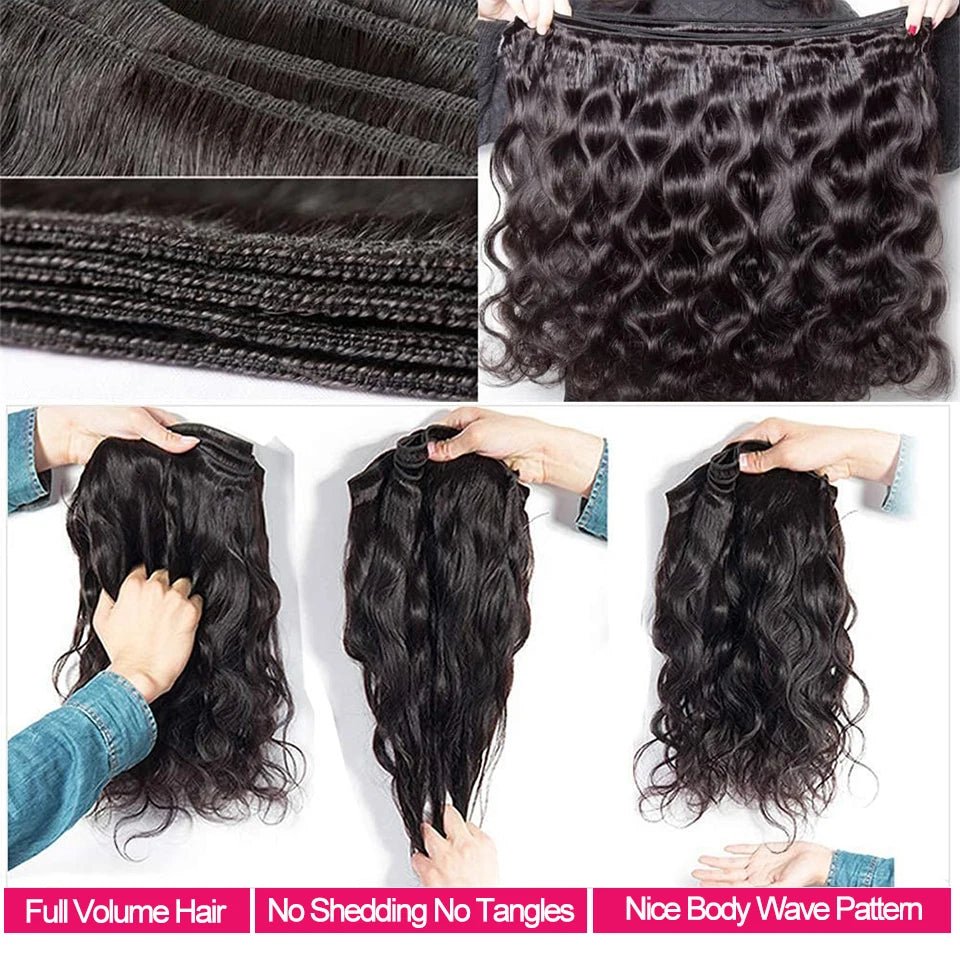 Body Wave Brazilian Hair Weave Extensions Bundles 1/3/4 Bundle - Jet Black - Bella Bourget