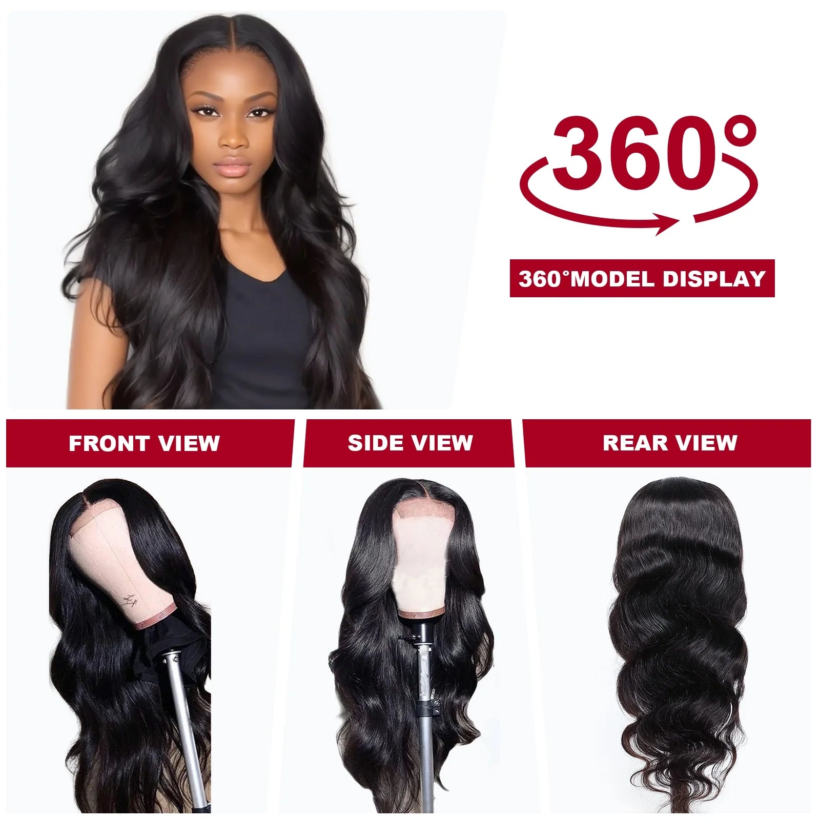 Body Wave Frontal Wig 13X4 Lace Front Wigs for Women Human Hair 180% Density Hair Natural - 26" - Bella Bourget