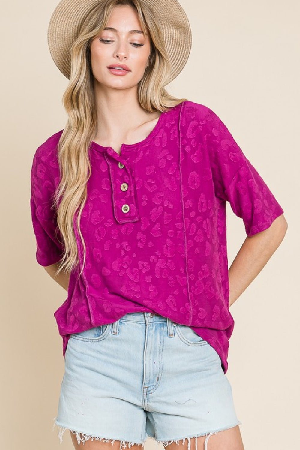 BOMBOM At The Fair Animal Textured Top - Top - Deep Purple - Bella Bourget