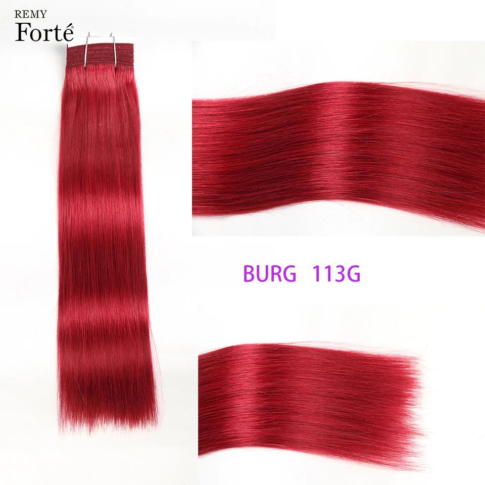 Brazilian Straight Hair Bundles Bone Straight Human Hair Extension Ombre Human Hair Bundles Burgundy 99J Brown - 30 - Bella Bourget