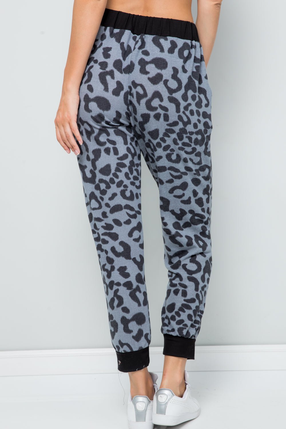 Celeste Full Size Leopard Contrast Sweatpants - Pants - Grey Leopard - Bella Bourget