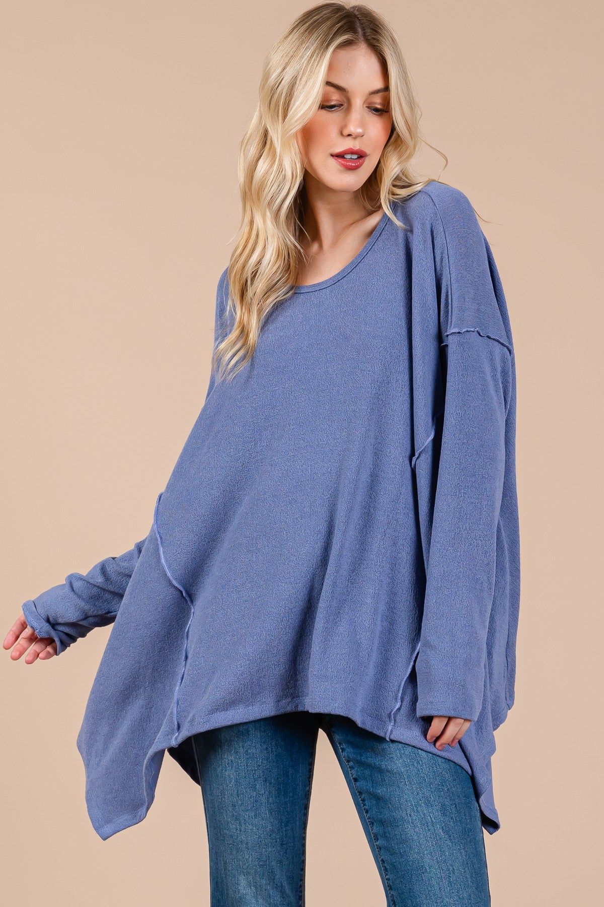 Ces Femme Asymmetrical Long Sleeve top - Top - Dusty Blue - Bella Bourget