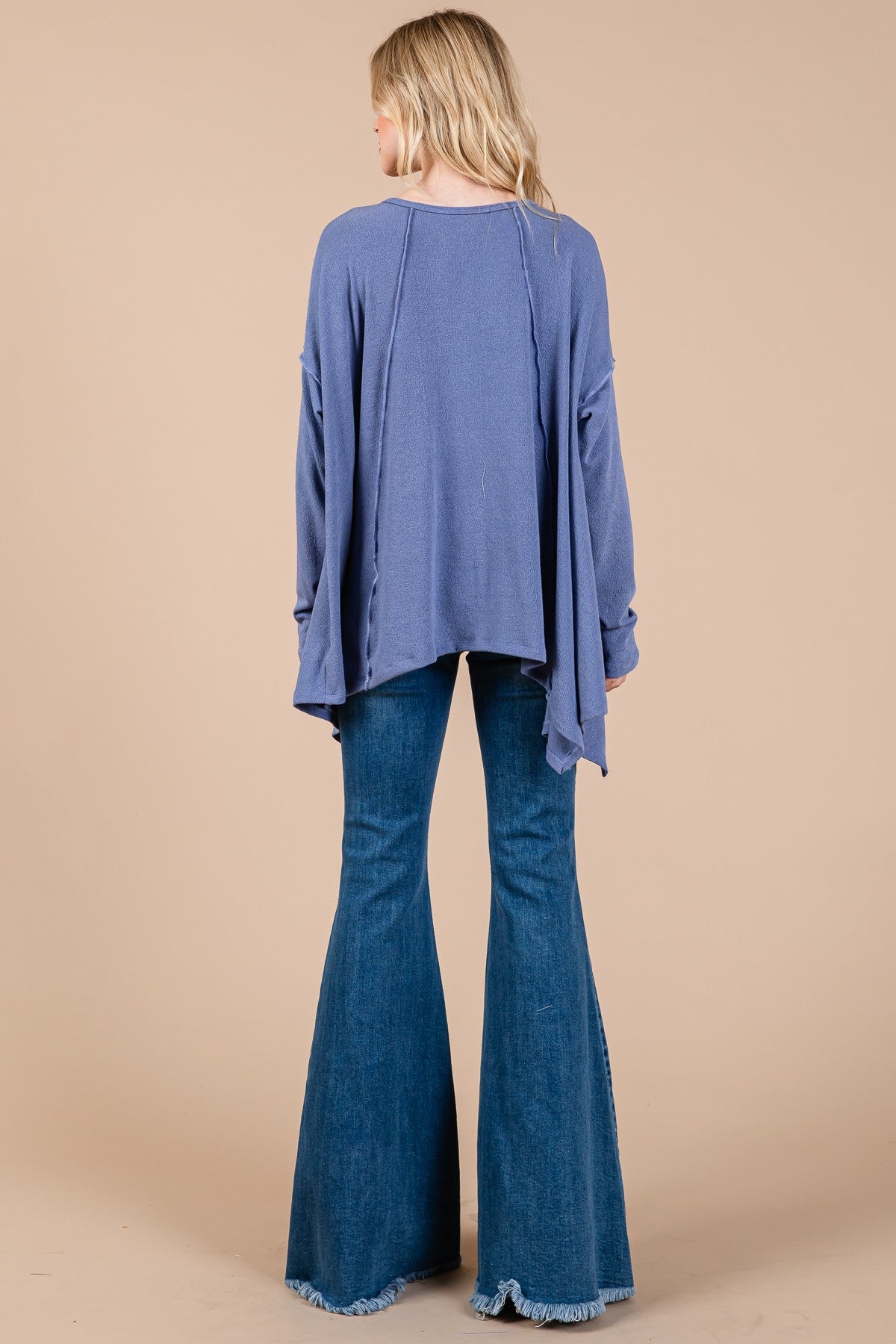 Ces Femme Asymmetrical Long Sleeve top - Top - Dusty Blue - Bella Bourget