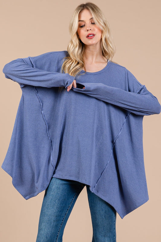 Ces Femme Asymmetrical Long Sleeve top - Top - Dusty Blue - Bella Bourget