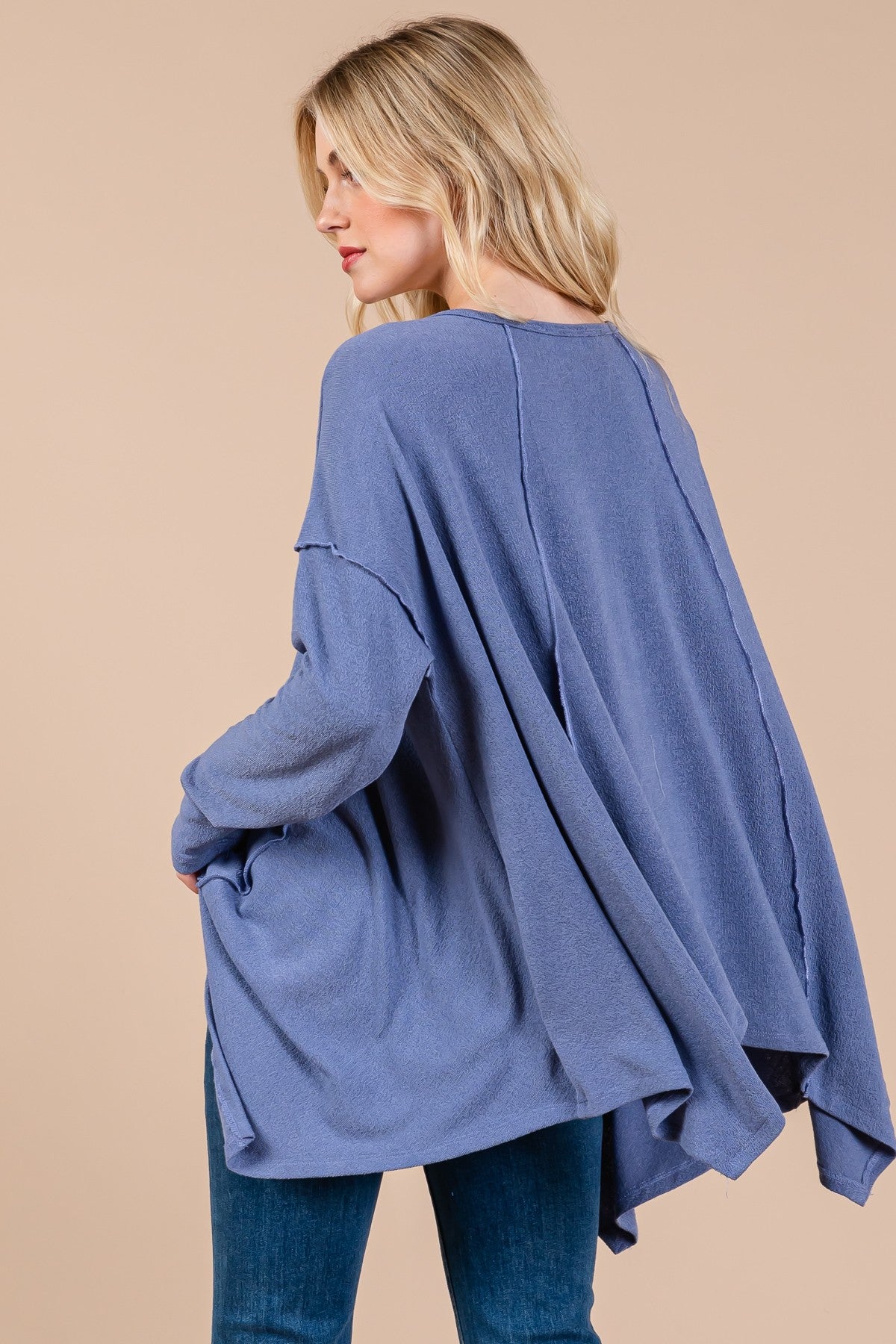 Ces Femme Asymmetrical Long Sleeve top - Top - Dusty Blue - Bella Bourget