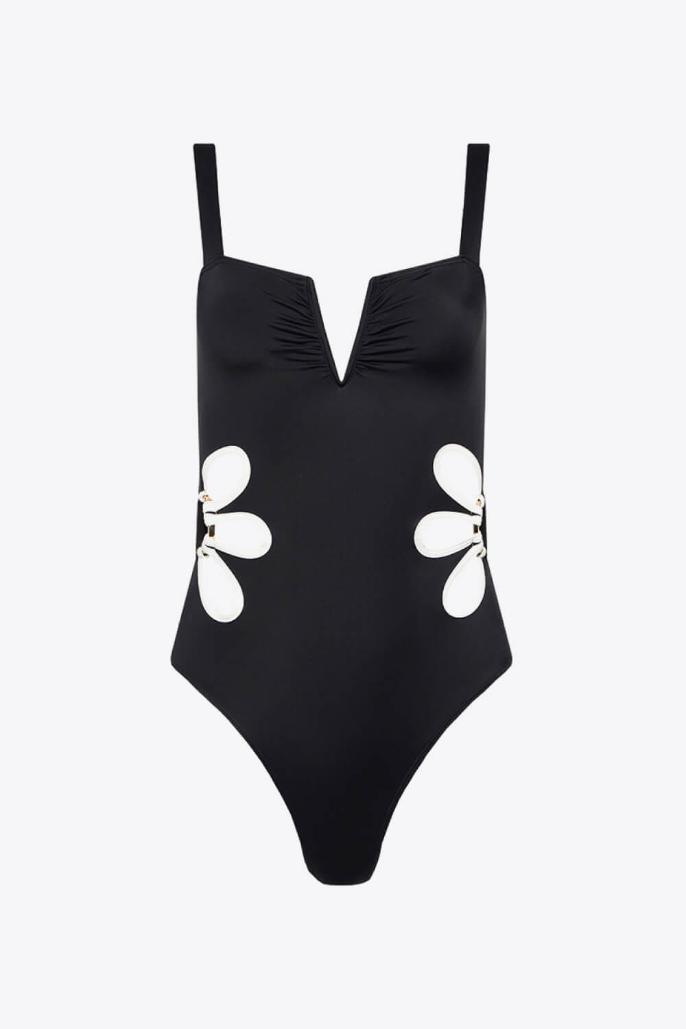 Contrast Trim Cutout Notched Neck One - Piece Swimsuit - One - Piece Swimsuit - Black - Bella Bourget