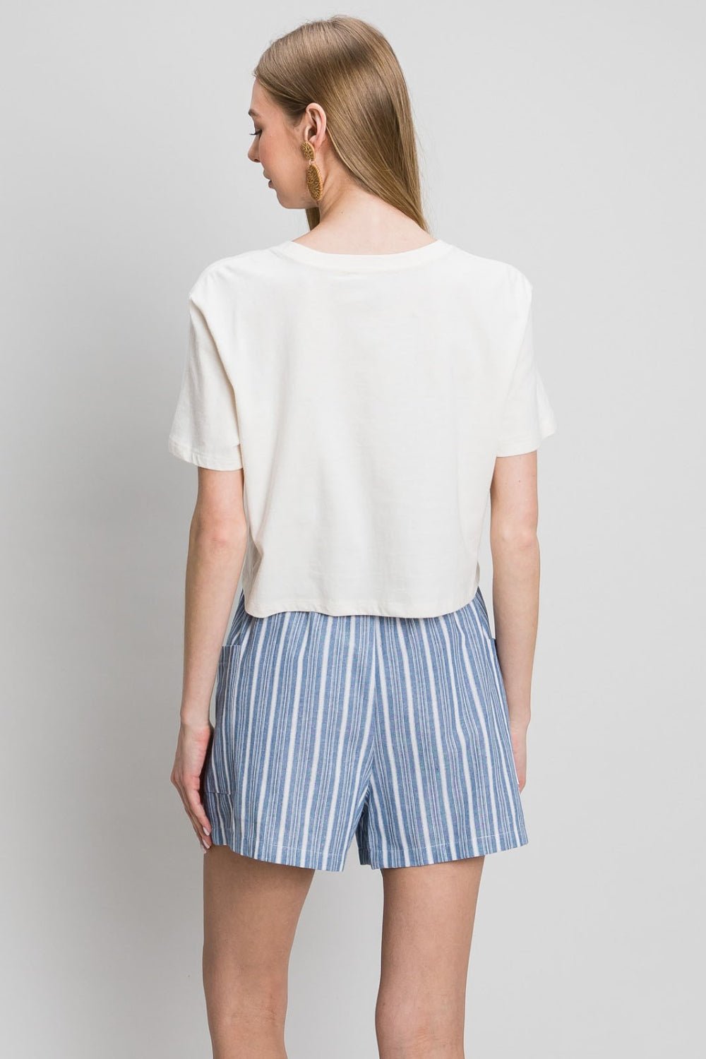 Cotton Bleu by Nu Label Yarn Dye Striped Shorts - Shorts - Denim - Bella Bourget