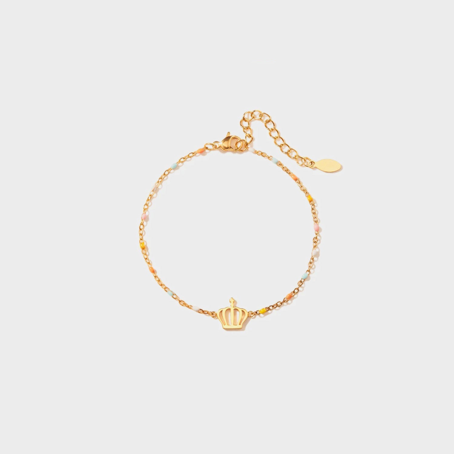 Crown Pendant on Small Chain Bracelet - Bracelets - Gold - Bella Bourget