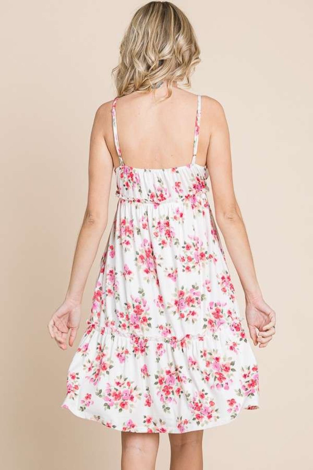 Culture Code Full Size Floral Frill Cami Dress - Day Dress - Ivory - Bella Bourget