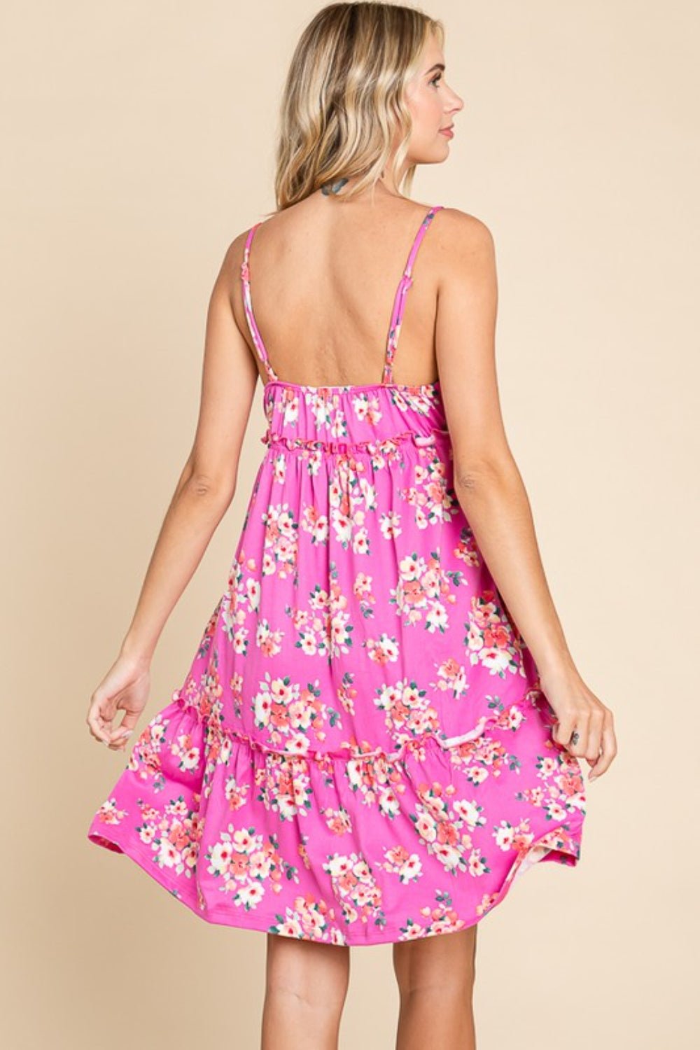 Culture Code Full Size Floral Ruffled Cami Dress - Day Dress - Pink - Bella Bourget