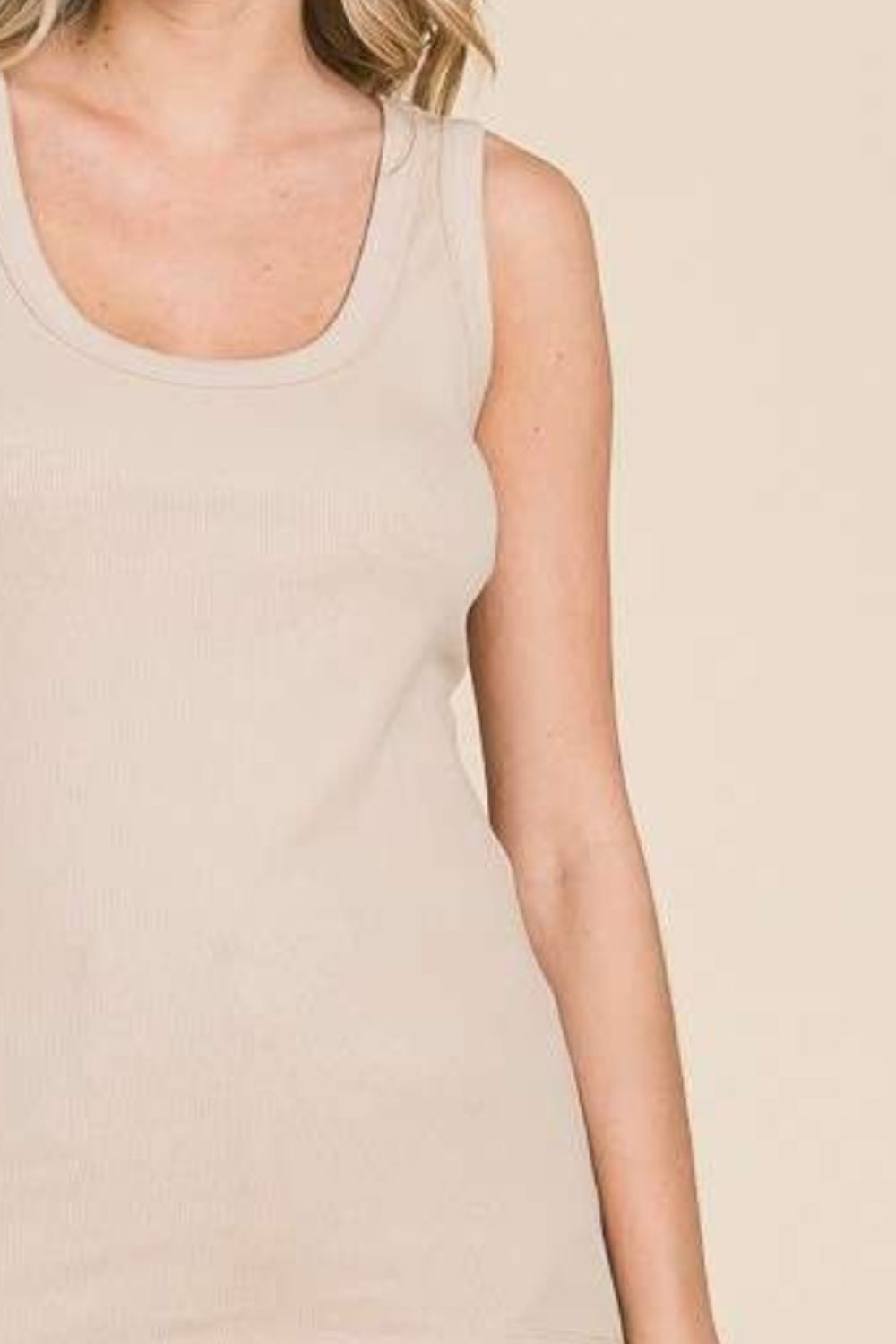 Culture Code Full Size Ribbed Scoop Neck Tank - Top - Bake Shell - Bella Bourget