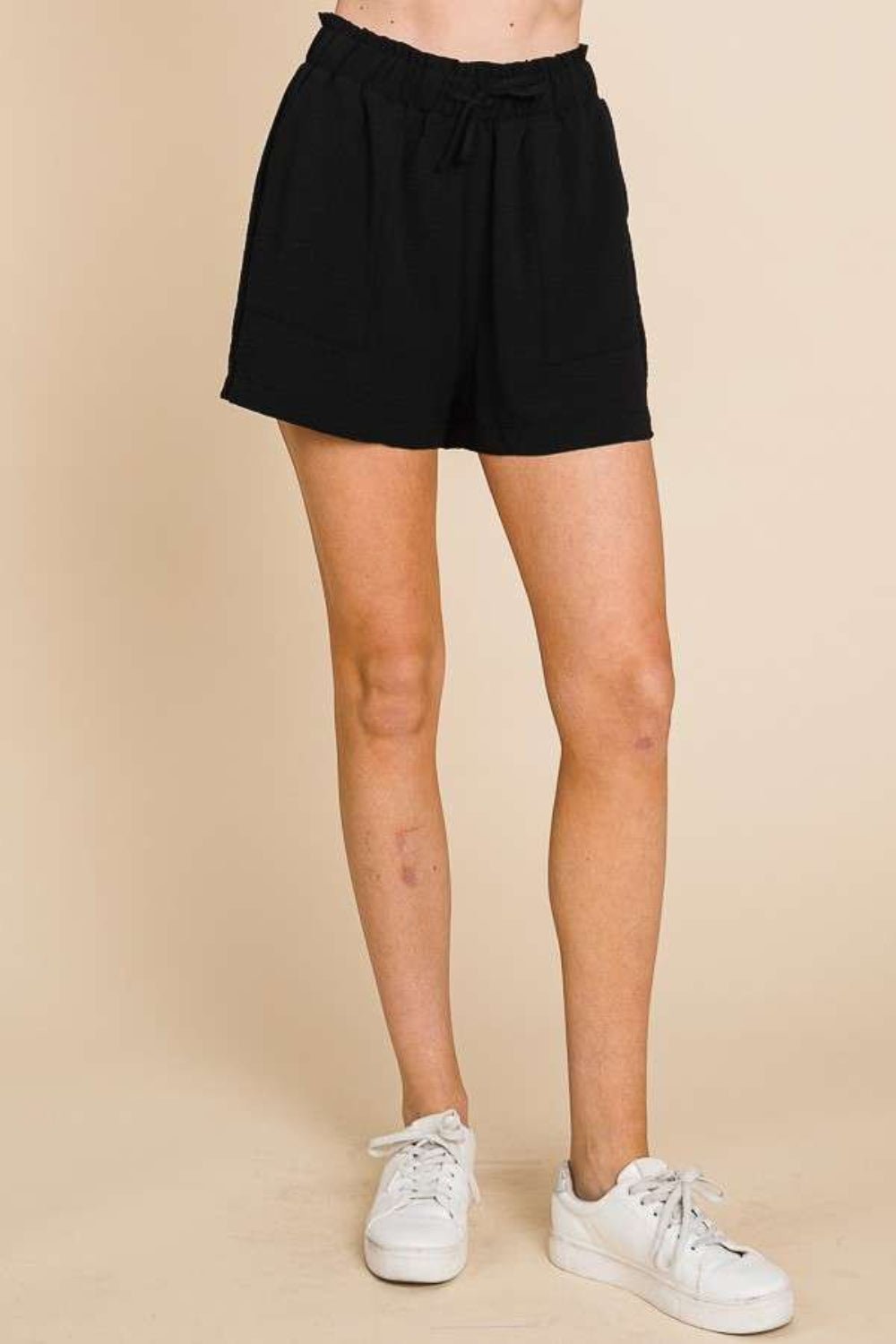 Culture Code High Waist Paper bag Shorts - Shorts - BLACK - Bella Bourget